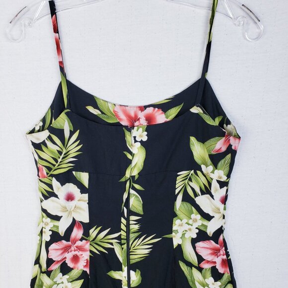 Vintage 90s Two Palms Mini Hawaiian Slip Dress Tropical Floral Print Batik sz M - Picture 7 of 8